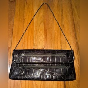 Aldo Black Crocodile Pattern Clutch Bag
